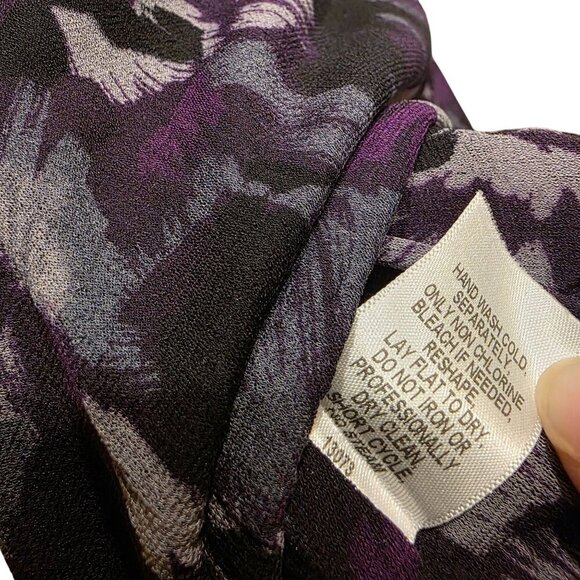 Vintage Classiques Entier Y2K 90s Ruched V-Neck Silk Blend Top Purple Black L - Picture 4 of 8